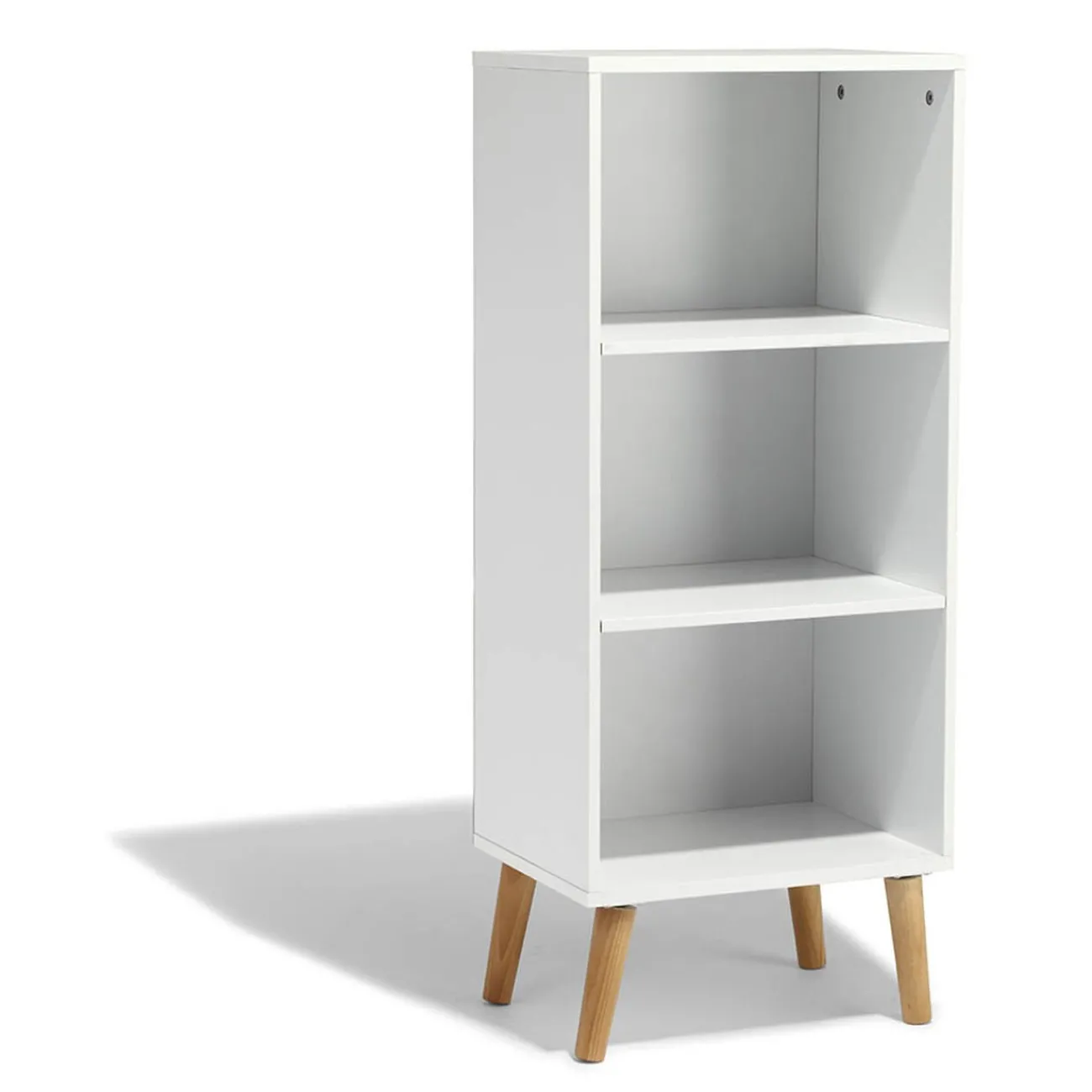 Gifi Rangement|Étagère Bergen blanche 3 niveaux pieds naturel - L.41 x P.29 x H.99 cm