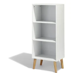 Gifi Rangement|Étagère Bergen blanche 3 niveaux pieds naturel - L.41 x P.29 x H.99 cm