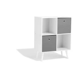 Gifi Rangement|Étagère Bilbao blanche 2 tiroirs et 2 niches