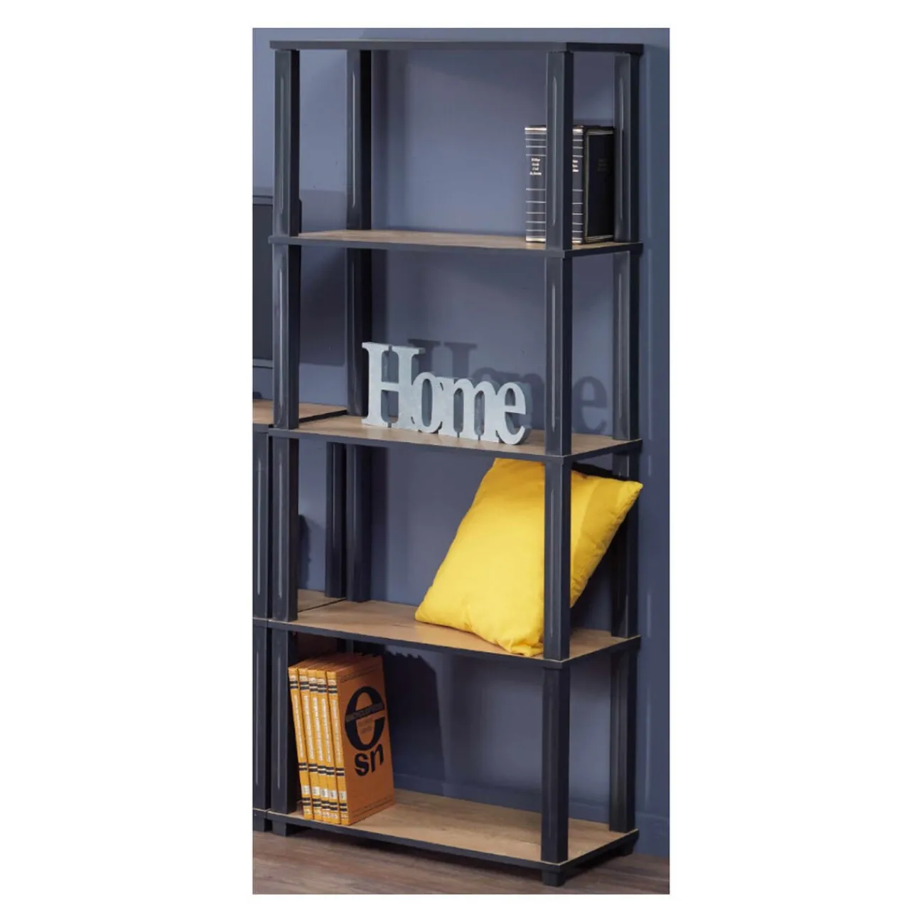 Gifi Rangement|Étagère bois 5 niveaux naturel et noir