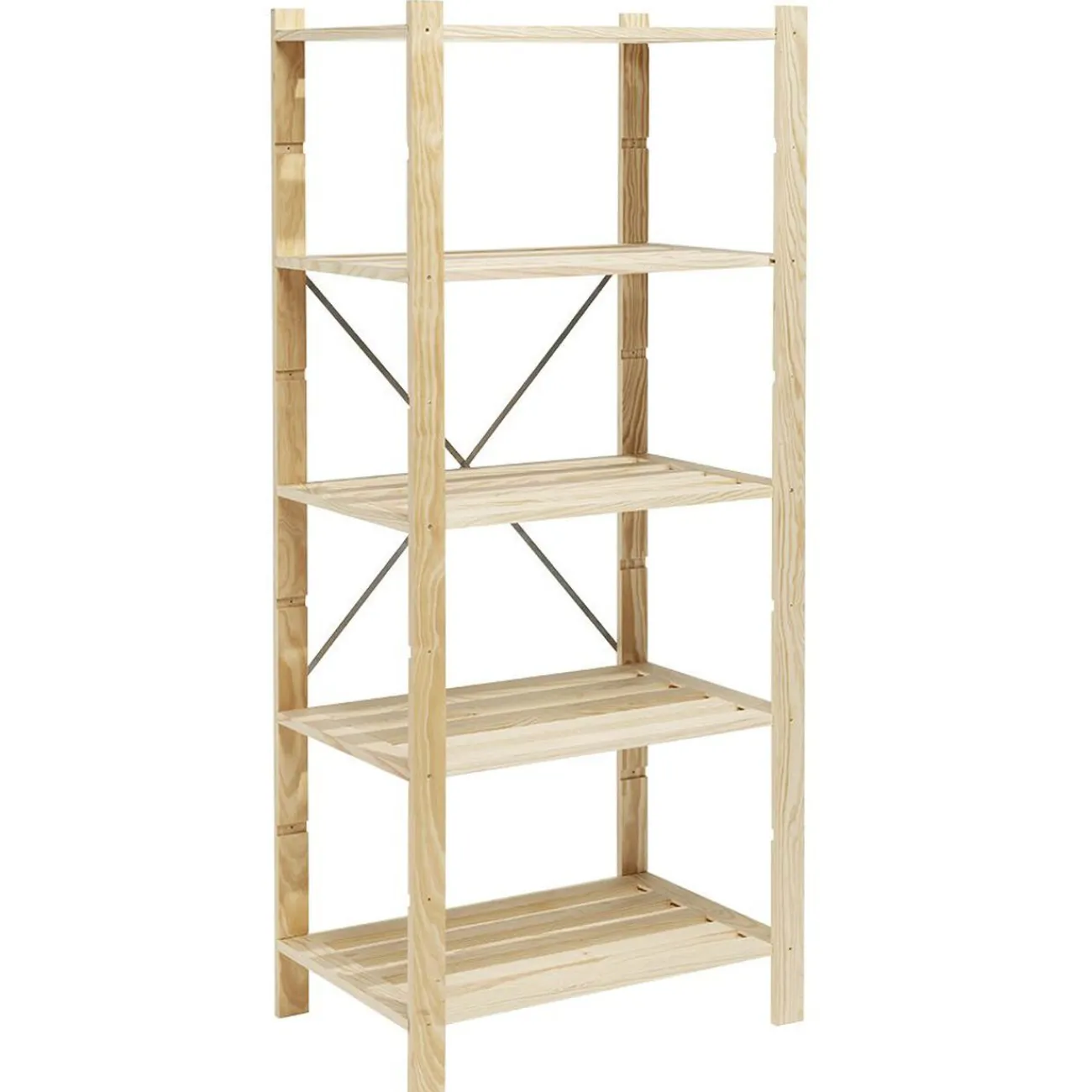 Gifi Rangement|Étagère charge lourde en pin 5 niveaux 75x50xH170 cm