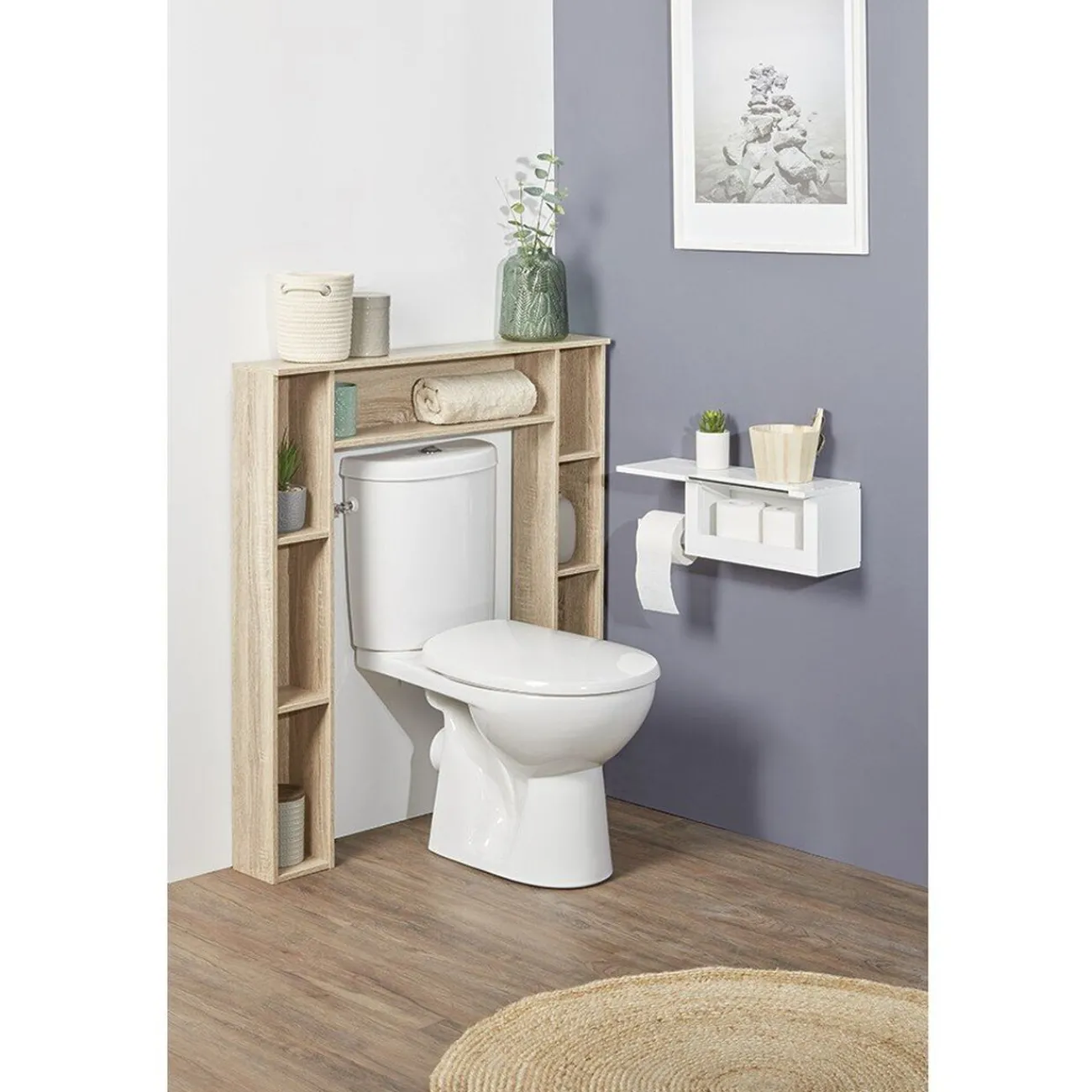 Gifi Equipement Wc^Étagère contour de WC 8 compartiments