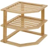 Gifi Rangement|Étagère d'angle 2 niveaux en bambou 25x25xH23cm