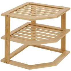 Gifi Rangement|Étagère d'angle 2 niveaux en bambou 25x25xH23cm