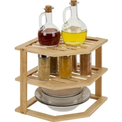 Gifi Rangement|Étagère d'angle 2 niveaux en bambou 25x25xH23cm