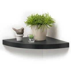 Gifi Rangement|Étagère d'angle flottante grand modèle noir