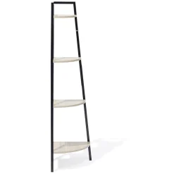 Gifi Rangement|Étagère d'angle New York 4 niveaux métal et bois - 35x35xH135cm
