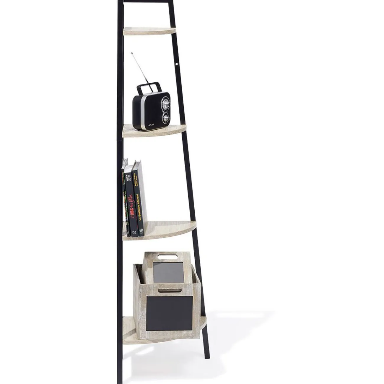 Gifi Rangement|Étagère d'angle New York 4 niveaux métal et bois - 35x35xH135cm