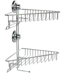 Gifi Equipement Douche^Étagère de douche 2 paniers d angle à ventouse gris