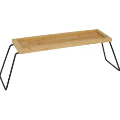 Gifi Étagère de rangement en bambou et pieds en métal noir 36x12xH15cm