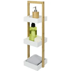 Gifi Aménagement Salle De Bain^Étagère de salle de bain à 3 niveaux bambou 22x24xH73cm