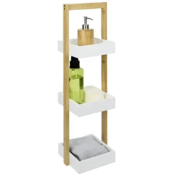 Gifi Aménagement Salle De Bain^Étagère de salle de bain à 3 niveaux bambou 22x24xH73cm