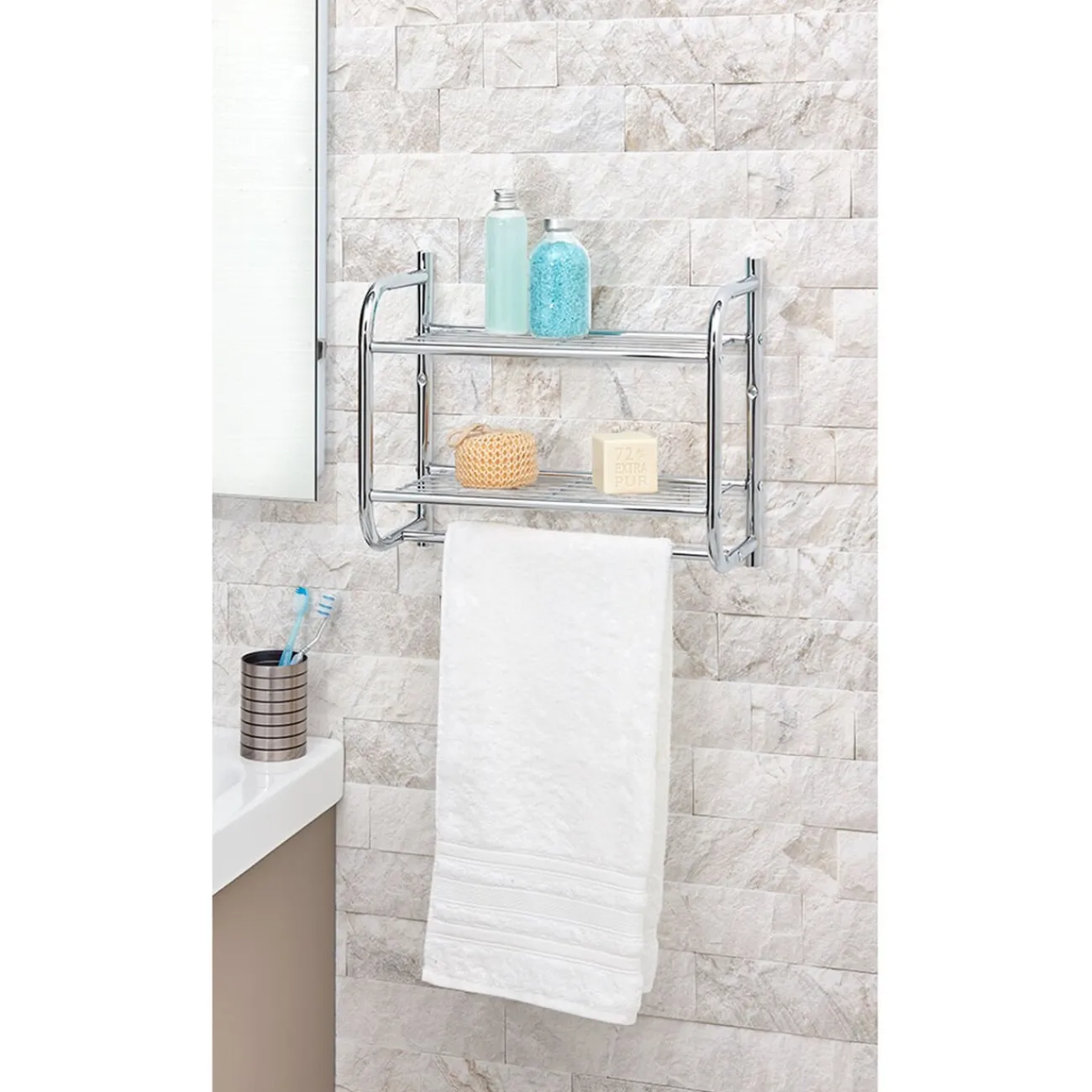 Gifi Equipement Douche^Étagère de salle de bain à fixer