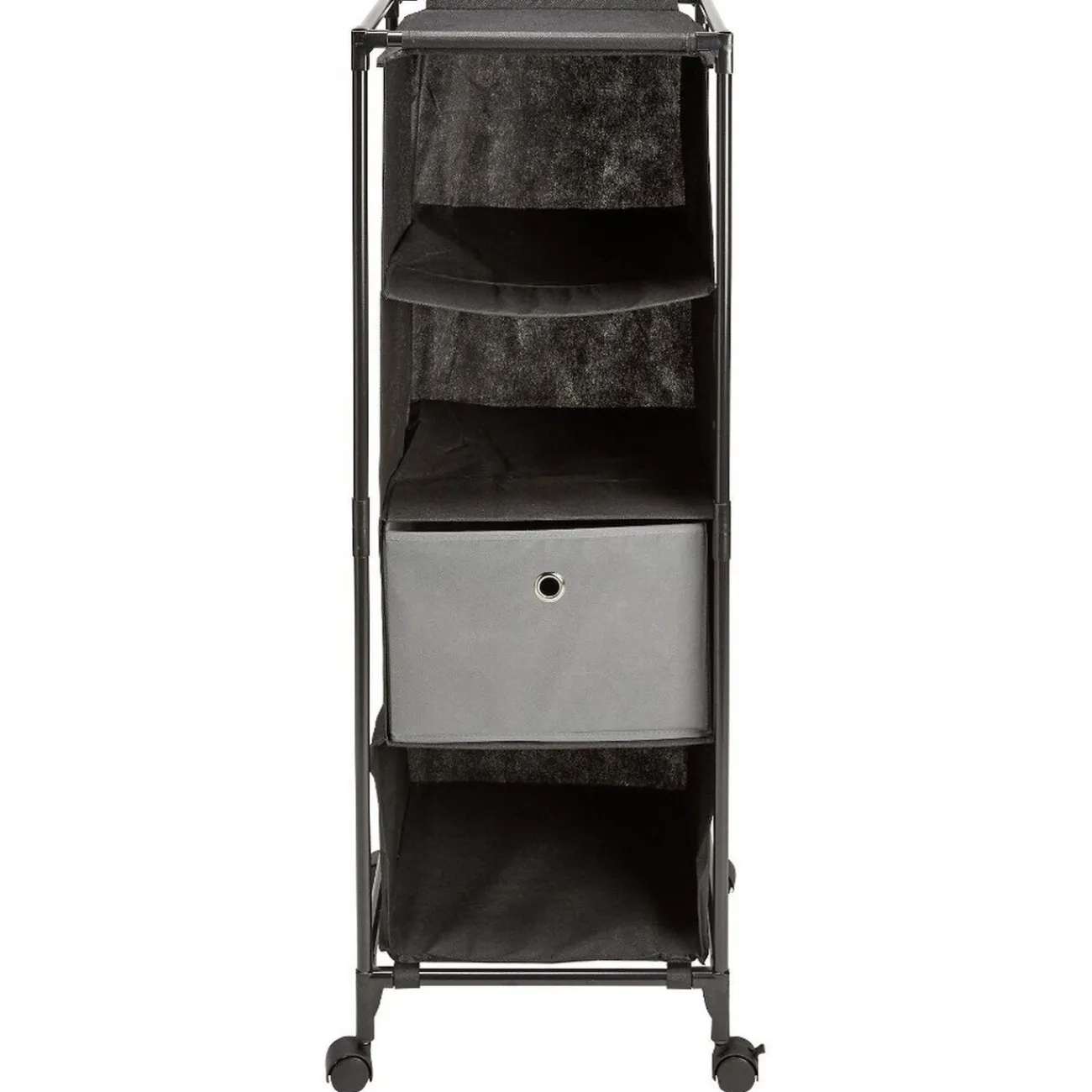 Gifi Rangement|Étagère dressing noir sur roulettes