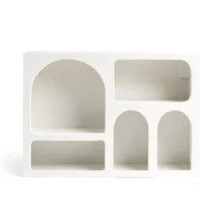 Gifi Rangement|Étagère en bois 6 niches gris 40x9xH28cm