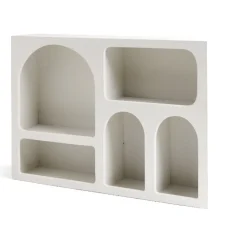 Gifi Rangement|Étagère en bois 6 niches gris 40x9xH28cm