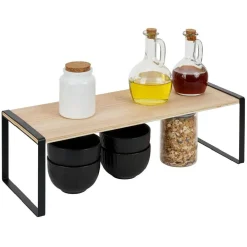 Gifi Rangement|Étagère en bois et métal noir 50x15xH18cm