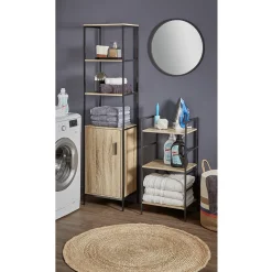 Gifi Aménagement Salle De Bain^Étagère en métal et mdf 3 niveaux et placard