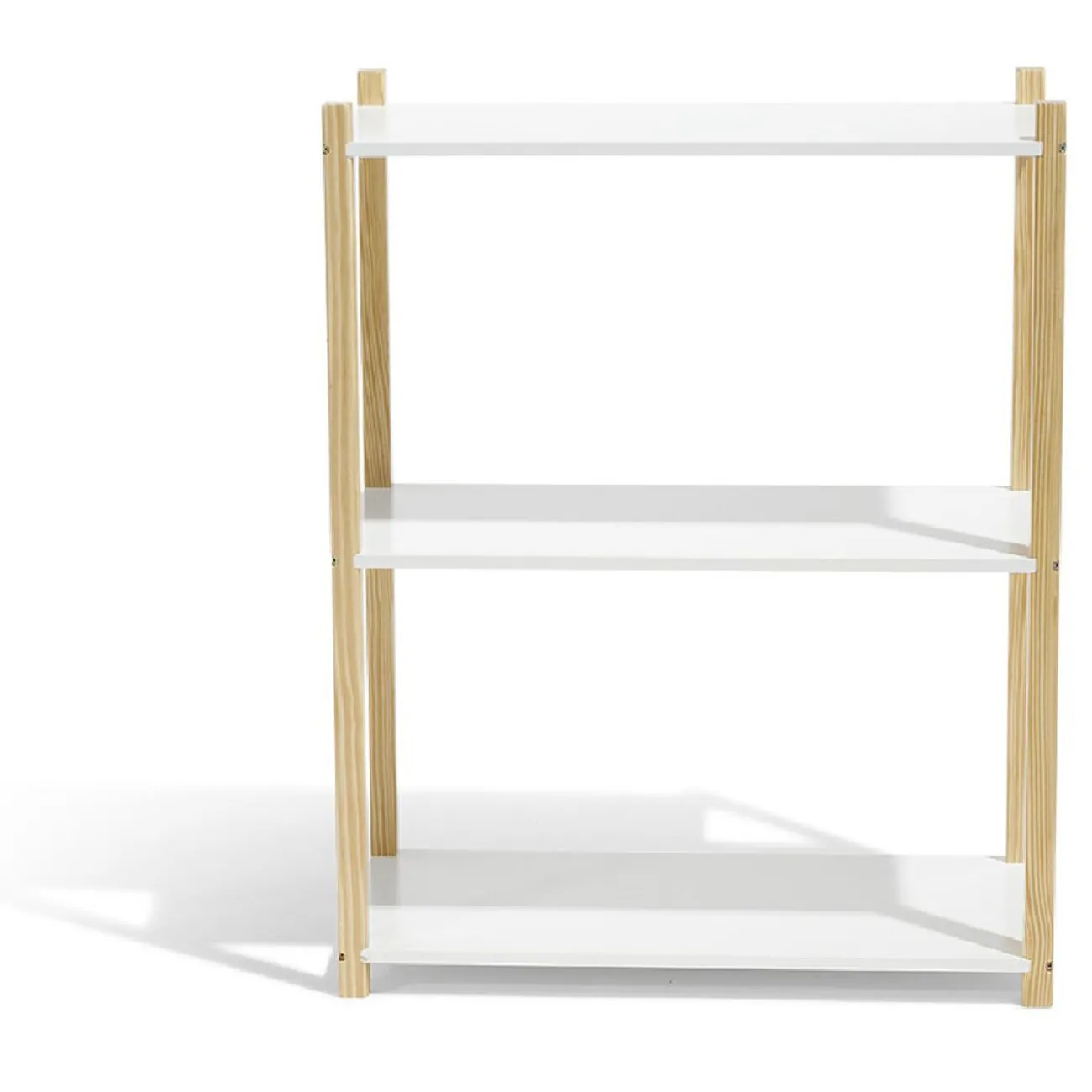 Gifi Rangement|Étagère en pin blanc et naturel 3 niveaux