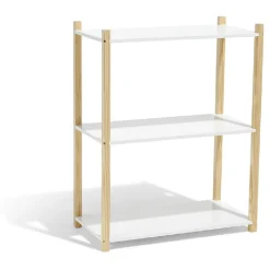 Gifi Rangement|Étagère en pin blanc et naturel 3 niveaux