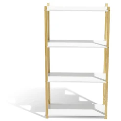 Gifi Rangement|Étagère en pin blanc et naturel 4 niveaux