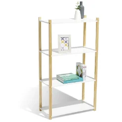 Gifi Rangement|Étagère en pin blanc et naturel 4 niveaux