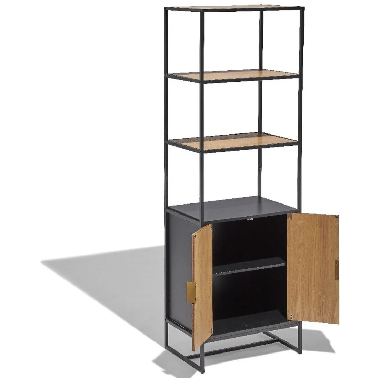 Gifi Rangement|Étagère Eole noire et miel 2 portes