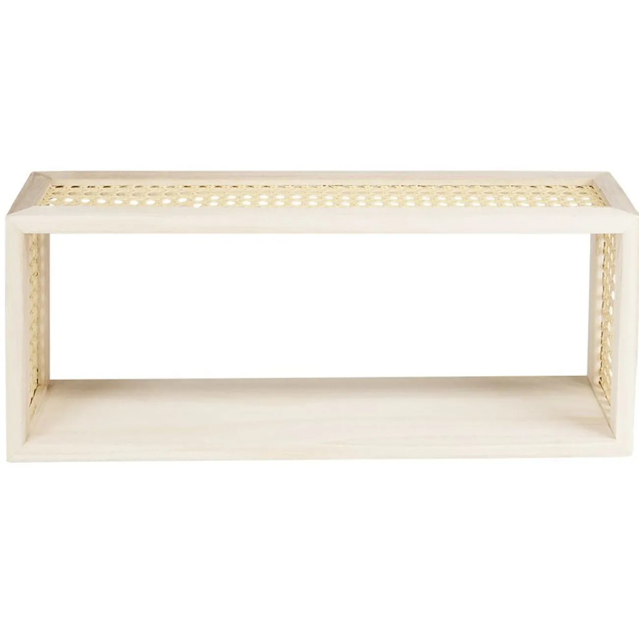 Gifi Rangement|Étagère murale bois et cannage L50x10xH20cm