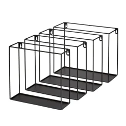 Gifi Rangement|Étagère murale carrée en métal noir x 4