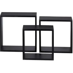 Gifi Rangement|Étagère murale carrée noire x3