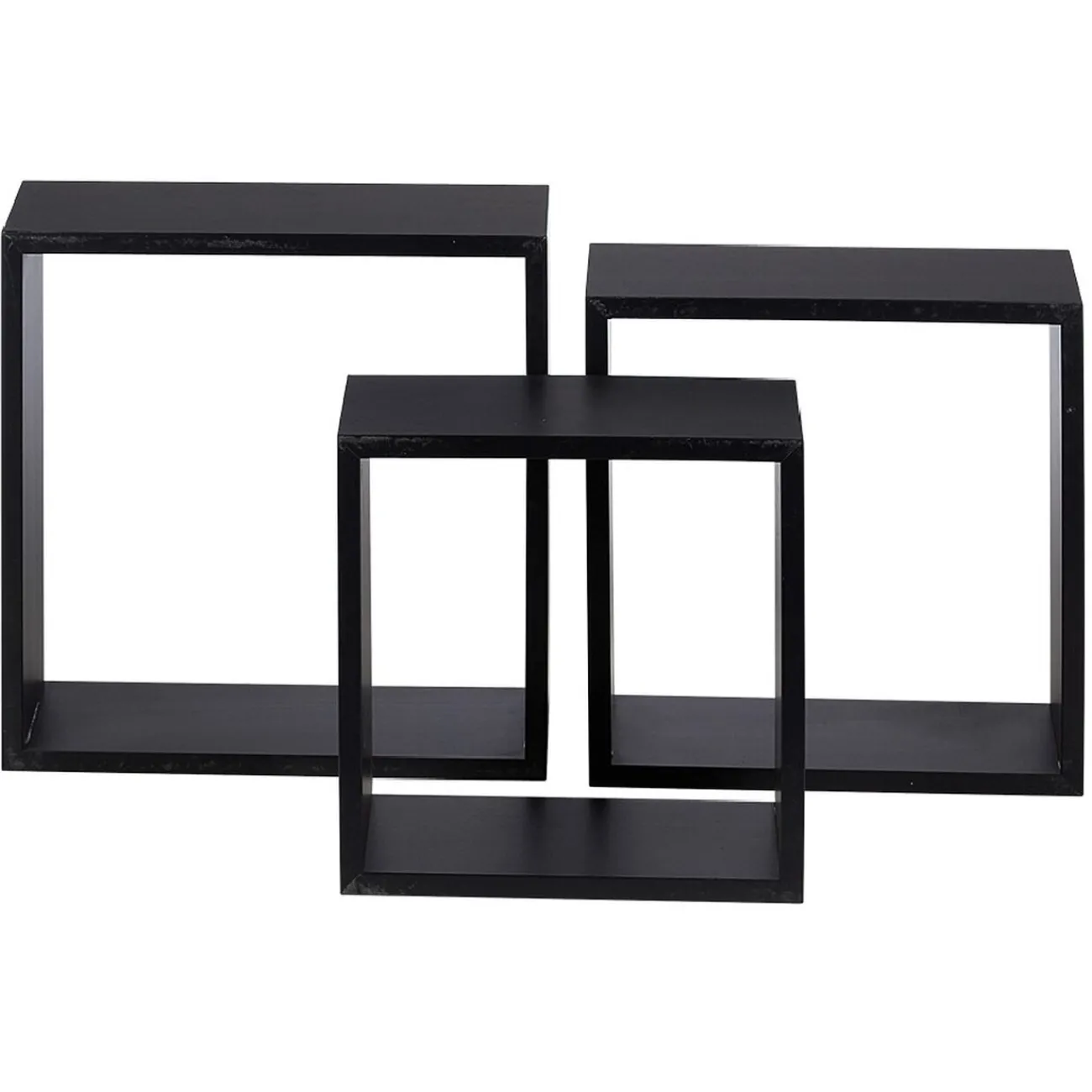 Gifi Rangement|Étagère murale carrée noire x3