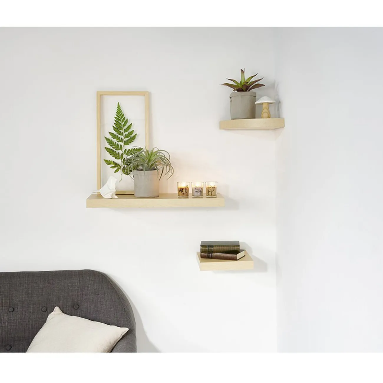 Gifi Rangement|Étagère murale d'angle bois beige