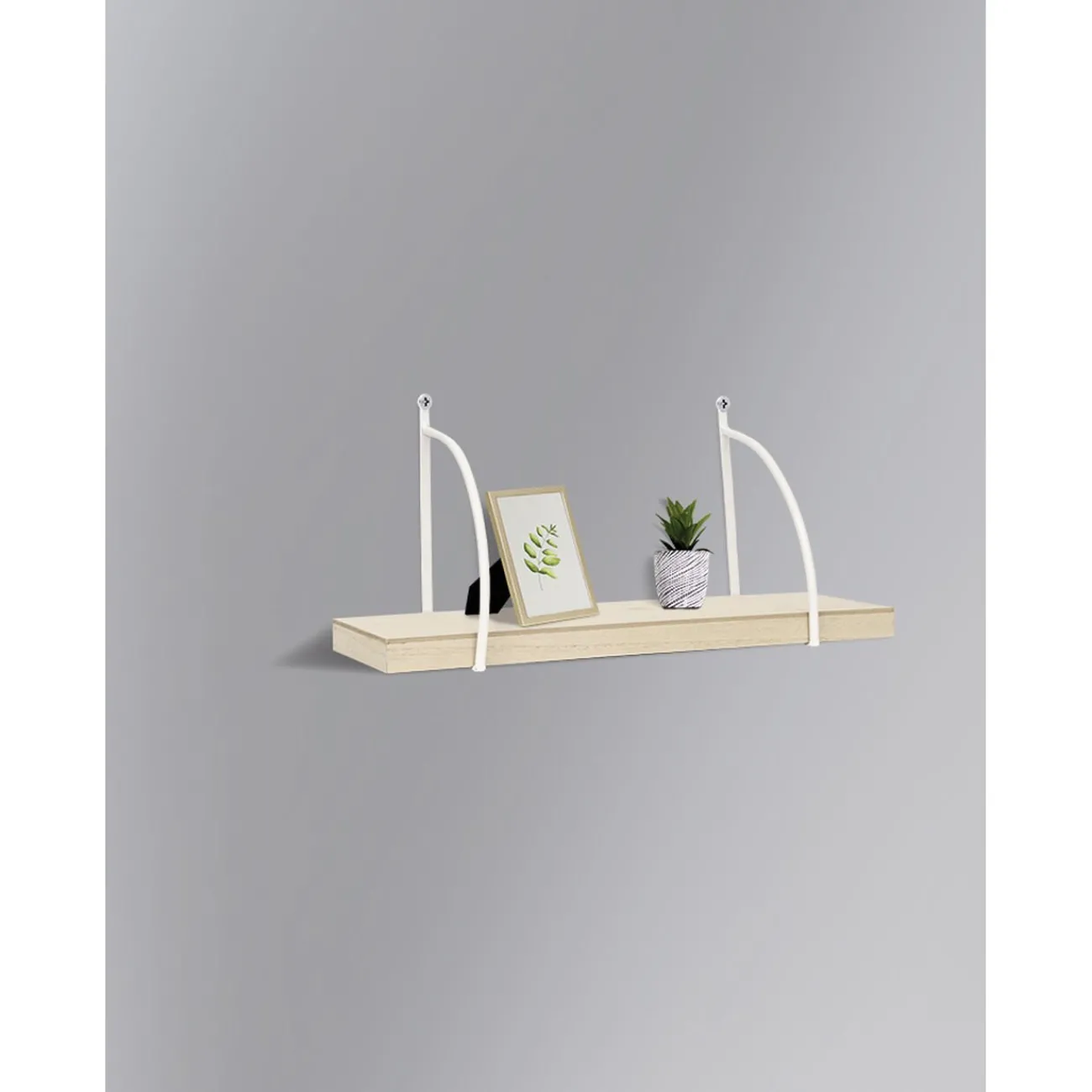 Gifi Rangement|Étagère murale naturel et blanc 52,5x17xH23,7 cm - Ronny