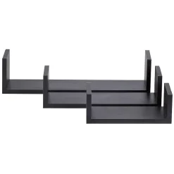 Gifi Rangement|Étagère murale rectangulaire noire x3