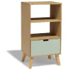Gifi Rangement|Étagère Pia bois clair et vert d’eau 1 tiroir