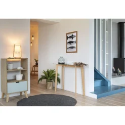 Gifi Rangement|Étagère Pia bois clair et vert d’eau 1 tiroir