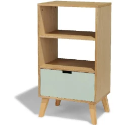 Gifi Rangement|Étagère Pia bois clair et vert d’eau 1 tiroir