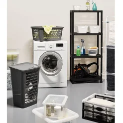 Gifi Rangement|Étagère plastique noir 4 niveaux L60xl30xH138cm