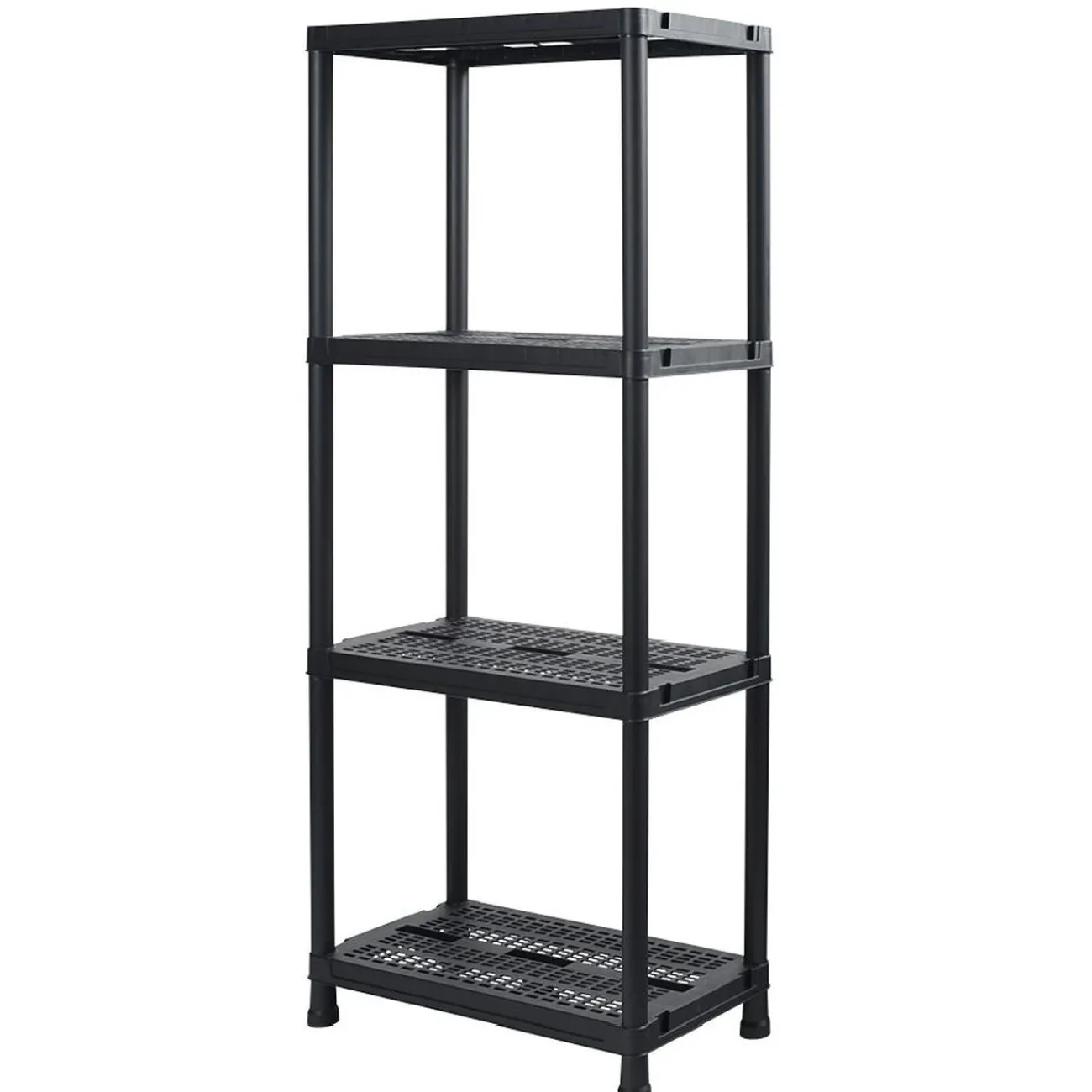 Gifi Rangement|Étagère plastique noir 4 niveaux L60xl30xH138cm