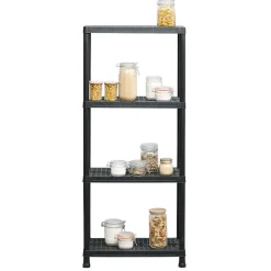 Gifi Rangement|Étagère plastique noir 4 niveaux L60xl30xH138cm