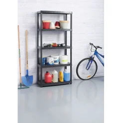 Gifi Rangement|Étagère plastique noir 5 niveaux L71xl35xH180cm