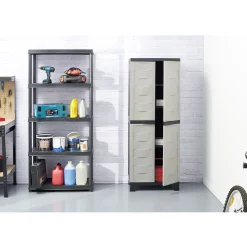 Gifi Rangement|Étagère plastique noir 5 niveaux L71xl35xH180cm