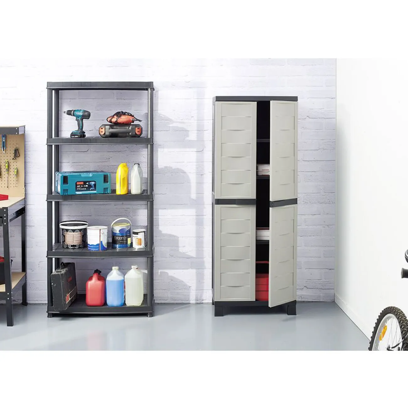 Gifi Rangement|Étagère plastique noir 5 niveaux L71xl35xH180cm