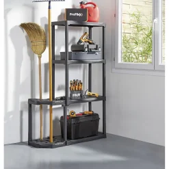 Gifi Rangement|Étagère porte balai en plastique noir