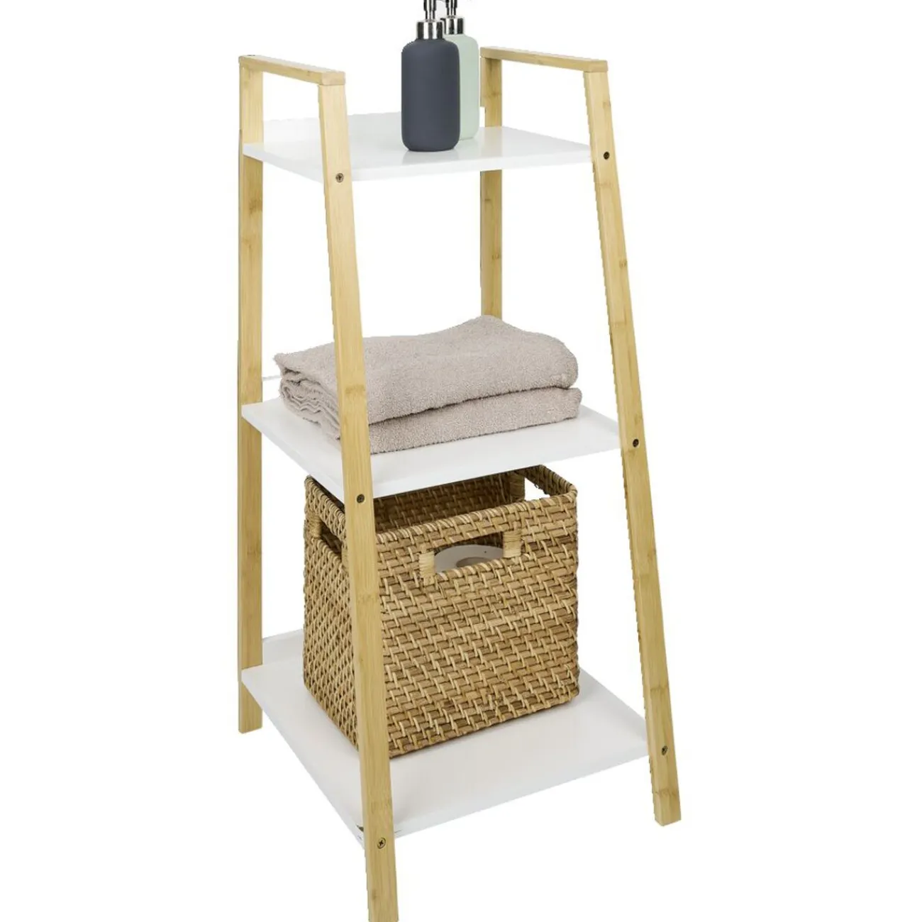 Gifi Aménagement Salle De Bain^Étagère salle de bain 3 niveaux bambou 34,5x36xH76cm