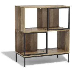 Gifi Rangement|Étagère Stanley 4 casiers noir naturel