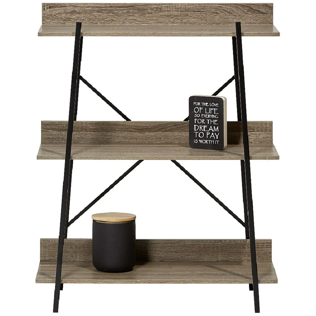 Gifi Rangement|Étagère style industriel bois et métal 3 niveaux