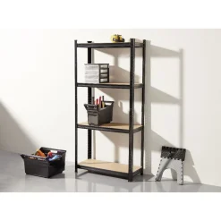 Gifi Rangement|Étagère sur pied bois métal 4 niveaux 75xH149x30cm