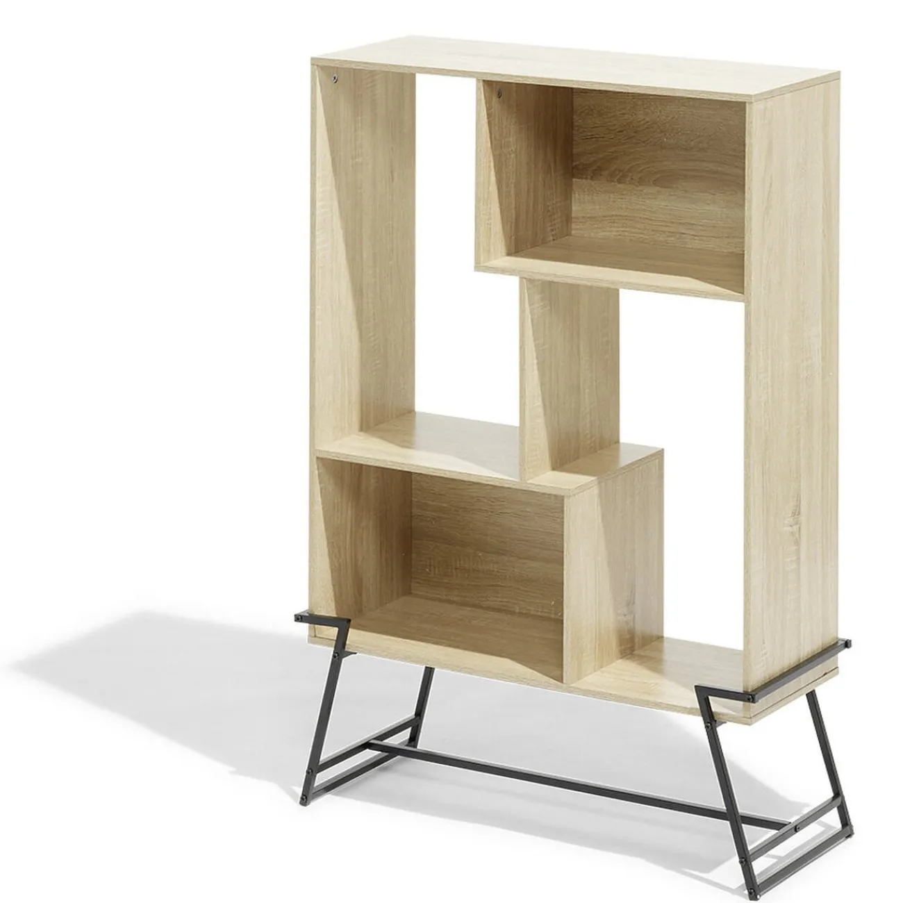 Gifi Rangement|Étagère sur pied Denver bois et métal 83,1xH120x32,7cm