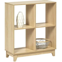 Gifi Rangement|Étagère sur pieds à 4 casiers contreplaqué naturel